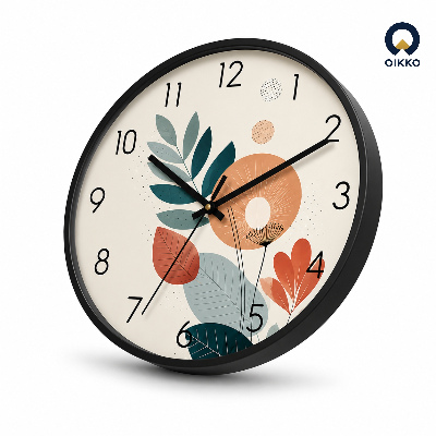 Picture of OIKKO 12 Inch Modern Botanical Leaf Abstract Wall Clock (Model 38)