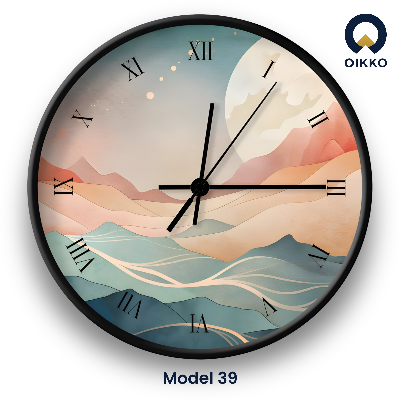 Picture of OIKKO 12 Inch Abstract Landscape Roman Numeral Wall Clock (Model 39)