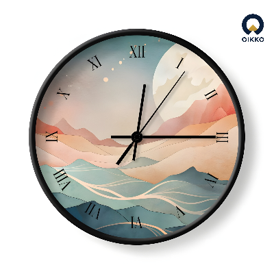 Picture of OIKKO 12 Inch Abstract Landscape Roman Numeral Wall Clock (Model 39)