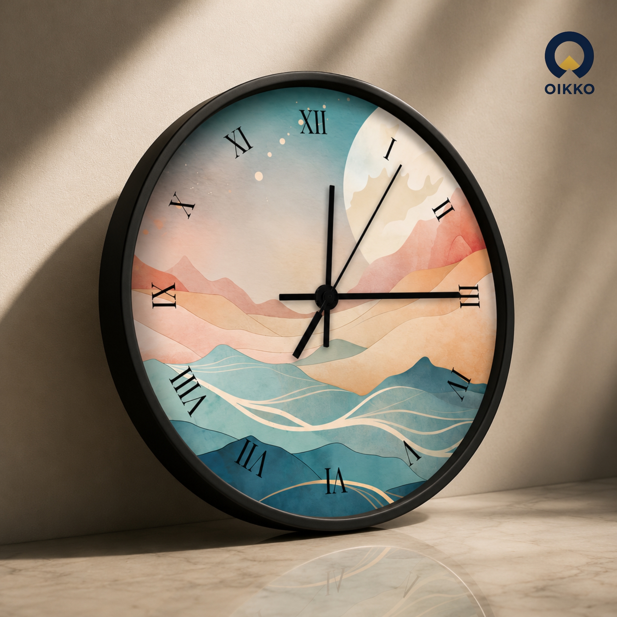 Picture of OIKKO 12 Inch Abstract Landscape Roman Numeral Wall Clock (Model 39)