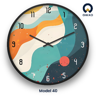Picture of OIKKO 12 Inch Modern Abstract Waves & Space Wall Clock (Model 40)