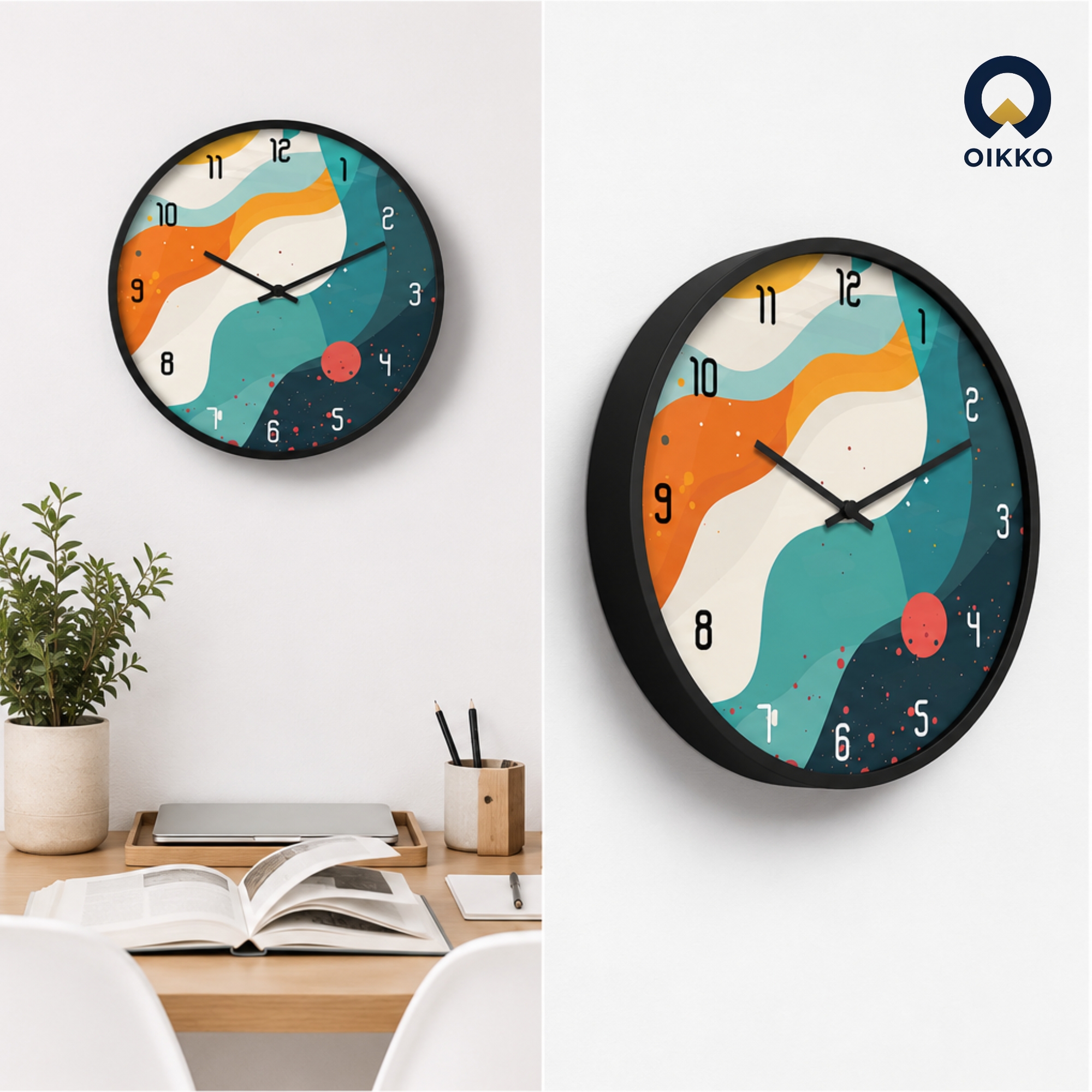 Picture of OIKKO 12 Inch Modern Abstract Waves & Space Wall Clock (Model 40)