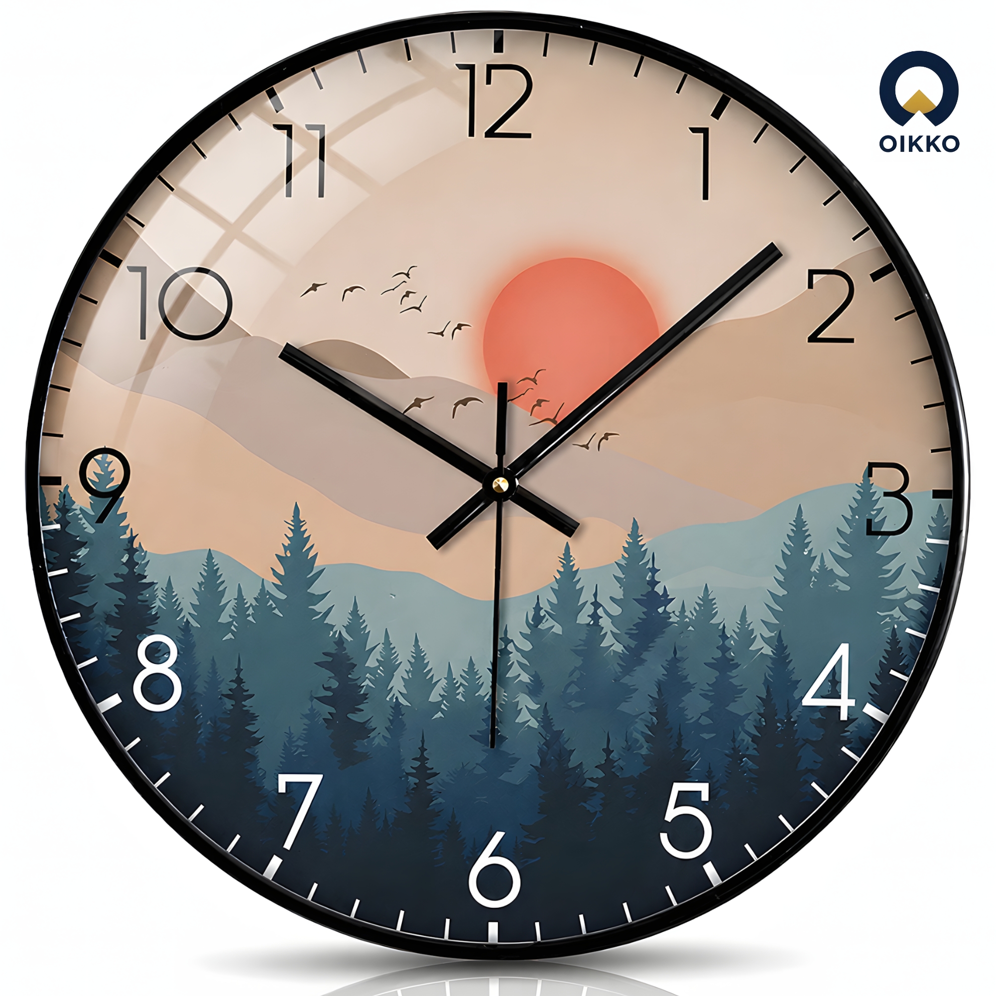 Picture of OIKKO 12 Inch Sunset Pine Forest Landscape Wall Clock (Model 41)