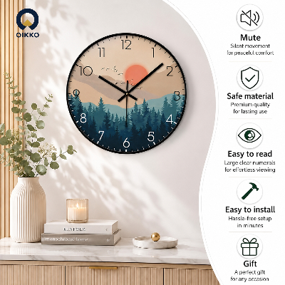 Picture of OIKKO 12 Inch Sunset Pine Forest Landscape Wall Clock (Model 41)