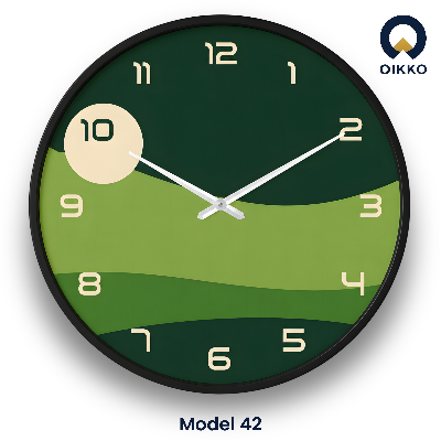 Picture of OIKKO 12 Inch Minimalist Green Hill Landscape Wall Clock (Model 42)