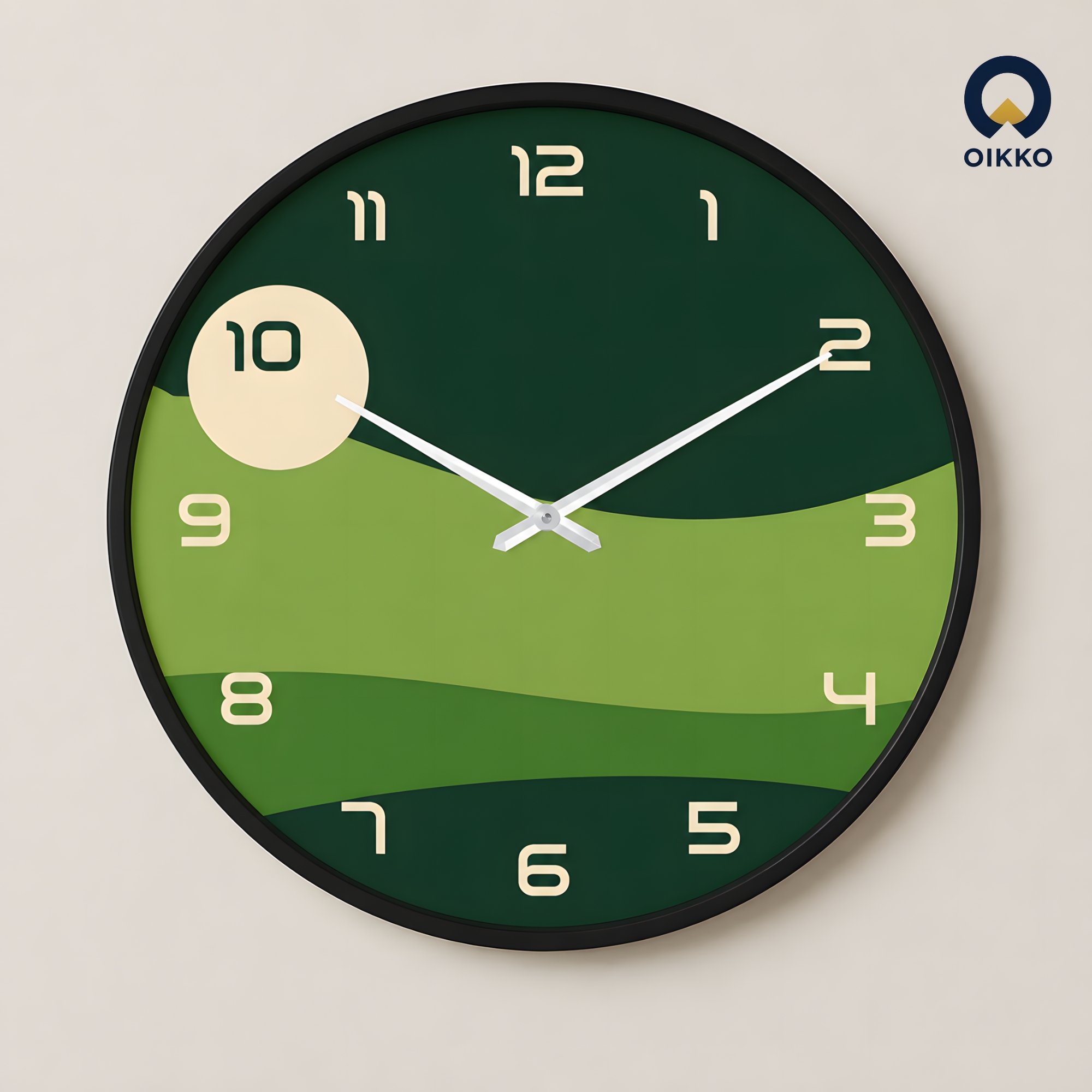 Picture of OIKKO 12 Inch Minimalist Green Hill Landscape Wall Clock (Model 42)