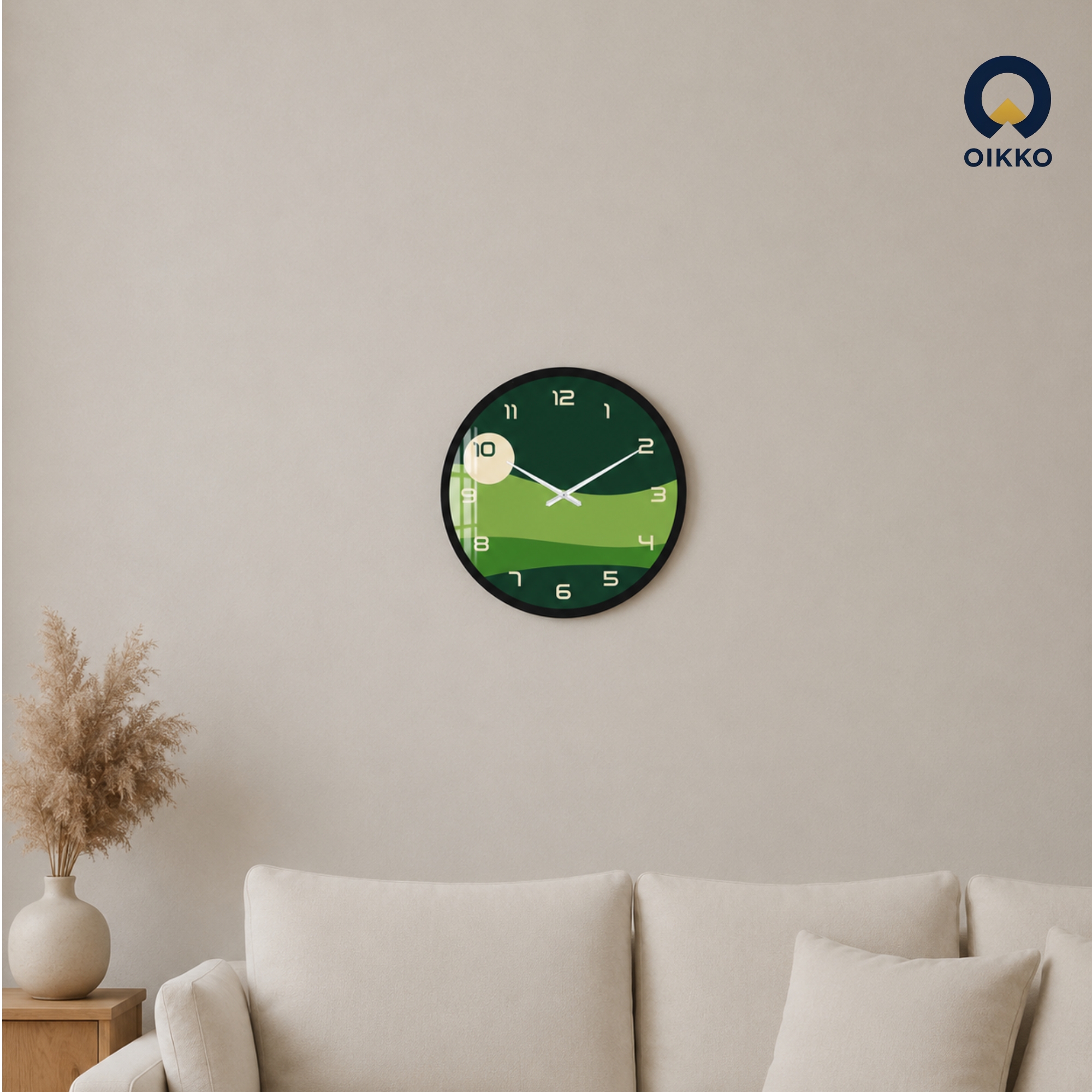 Picture of OIKKO 12 Inch Minimalist Green Hill Landscape Wall Clock (Model 42)