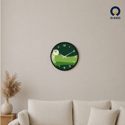 Picture of OIKKO 12 Inch Minimalist Green Hill Landscape Wall Clock (Model 42)