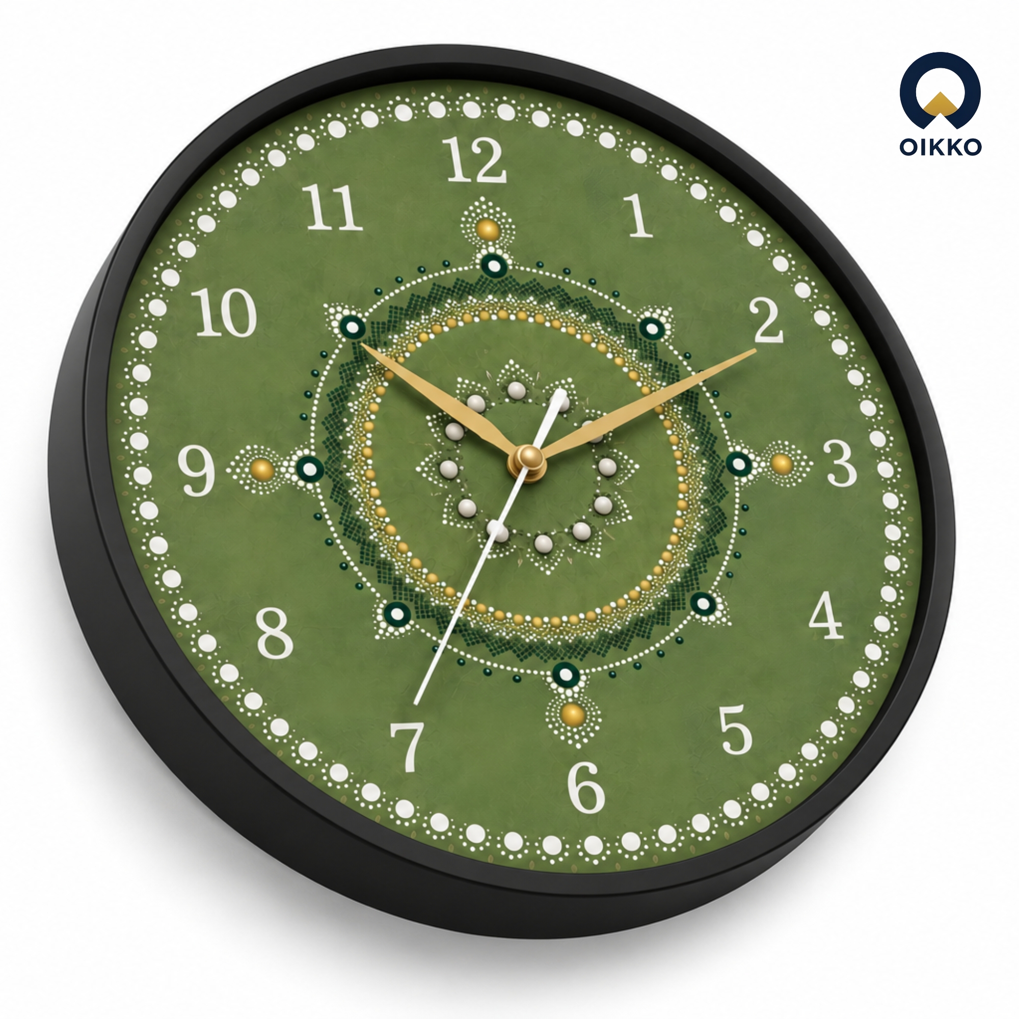 Picture of OIKKO 12 Inch Green Dot Mandala Art Wall Clock (Model 43)