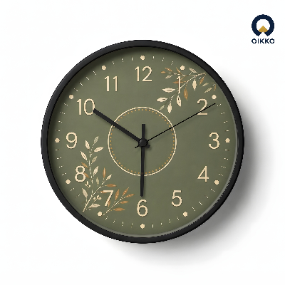 Picture of OIKKO 12 Inch Olive Green Botanical Leaves Wall Clock (Model 45)