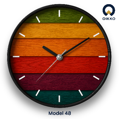 Picture of OIKKO 12 Inch Rustic Wooden Plank Stripes Wall Clock (Model 48)