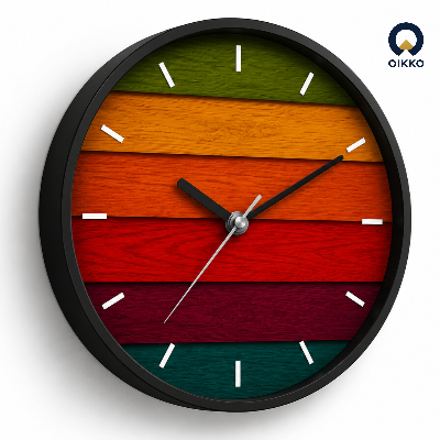 Picture of OIKKO 12 Inch Rustic Wooden Plank Stripes Wall Clock (Model 48)