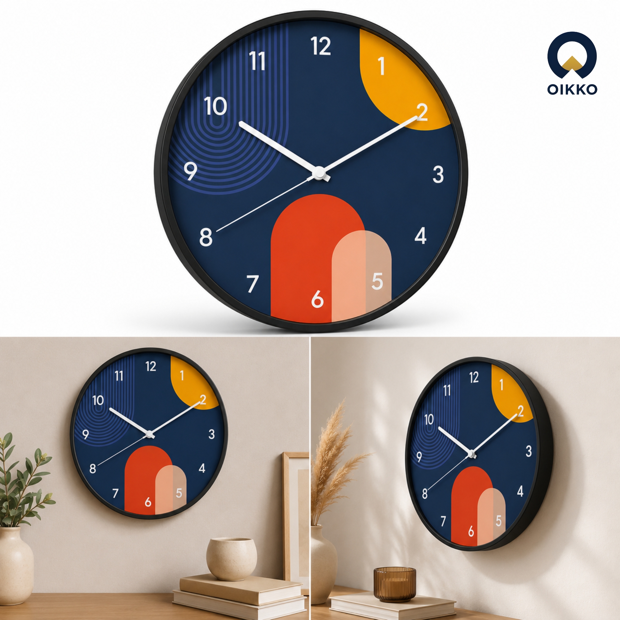 Picture of OIKKO 12 Inch Modern Abstract Arch Lines Wall Clock (Model 49)