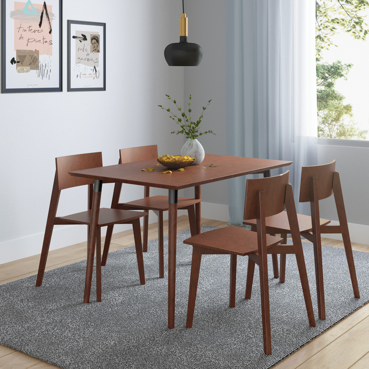 Picture of REGAL Pearl Wooden Dining Table Antique (4 Seater Table) PEARL -TDH-329-3-1-20