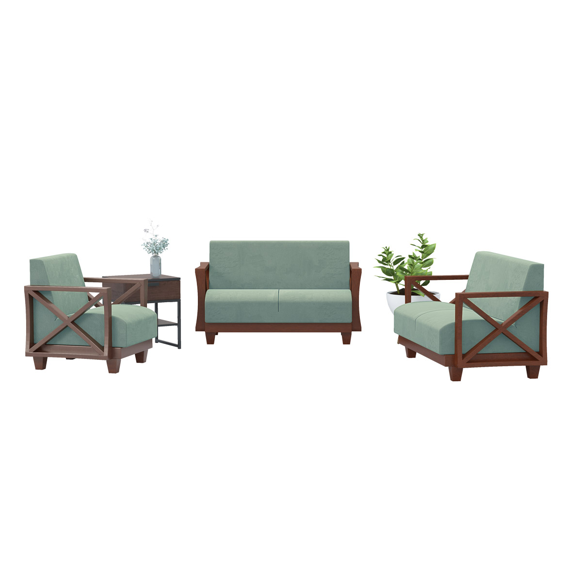 Picture of REGAL WOODEN SOFA-VENICE SDC-343-3-1-20 (Fabric-2158)