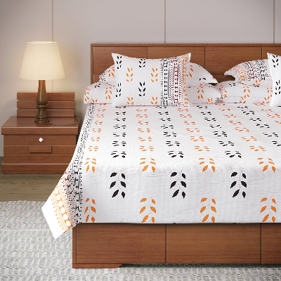 Picture of REGAL Bed Sheet-301 (Yellow Black Leaf)
