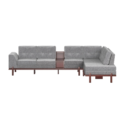 Picture of REGAL WOODEN SOFA- SDC-395-3-1-20 (L SHAPE SOFA SET)-FABRIC-2188