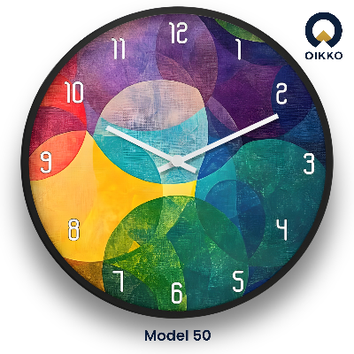 Picture of OIKKO 12 Inch Colorful Abstract Circles Wall Clock (Model 50)