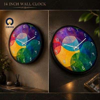 Picture of OIKKO 12 Inch Colorful Abstract Circles Wall Clock (Model 50)