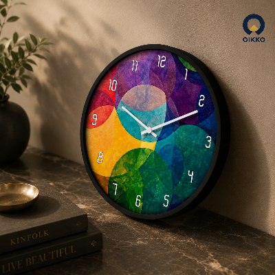 Picture of OIKKO 12 Inch Colorful Abstract Circles Wall Clock (Model 50)