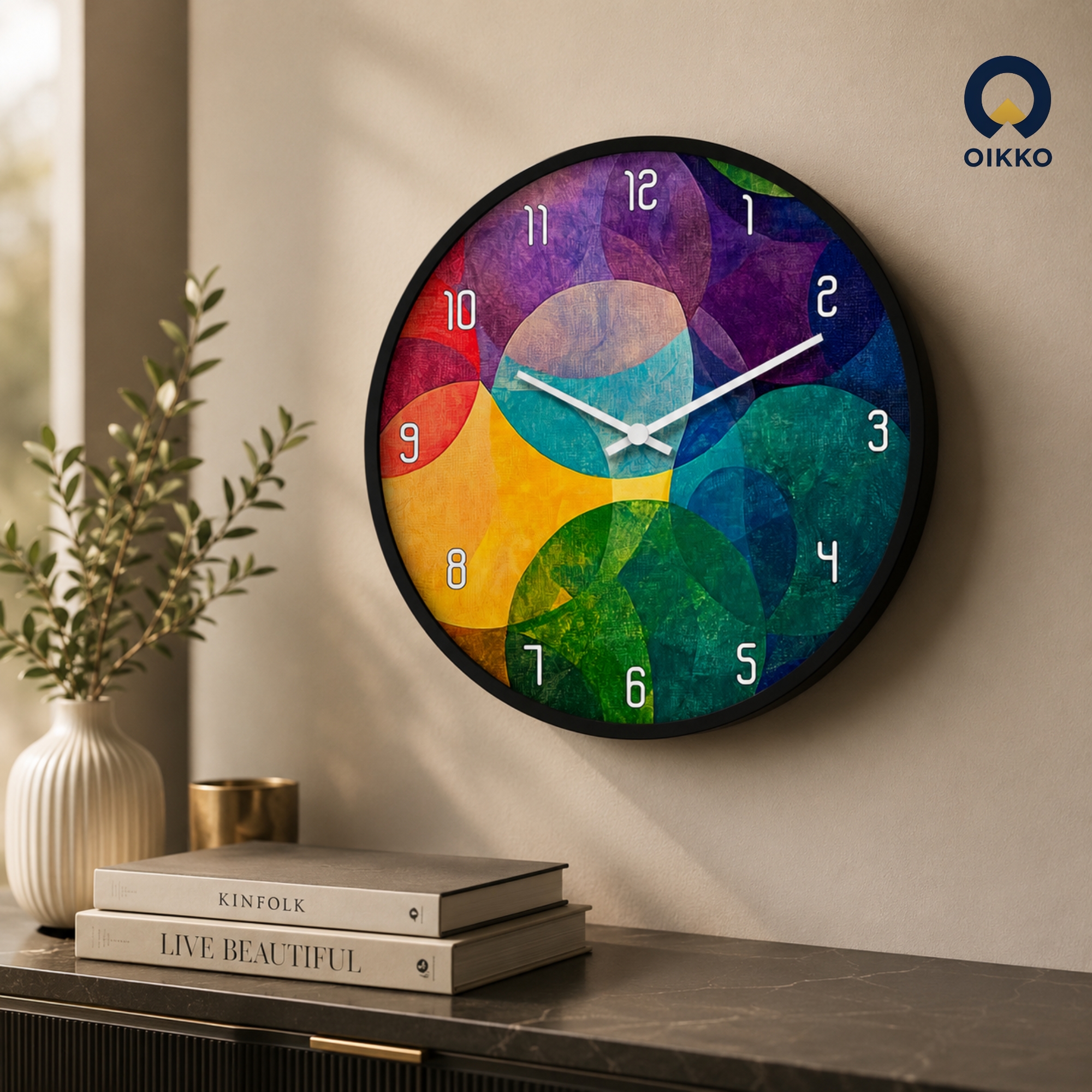 Picture of OIKKO 12 Inch Colorful Abstract Circles Wall Clock (Model 50)