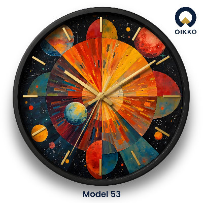 Picture of OIKKO 12 Inch Abstract Cosmic Solar System Wall Clock (Model 53)