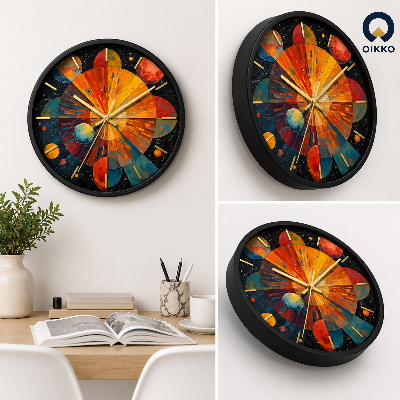 Picture of OIKKO 12 Inch Abstract Cosmic Solar System Wall Clock (Model 53)
