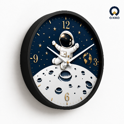 Picture of OIKKO 12 Inch Cute Space Astronaut & Moon Wall Clock (Model 54)