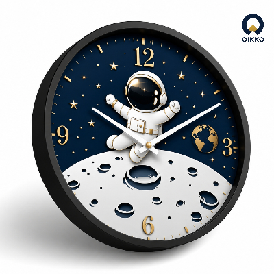 Picture of OIKKO 12 Inch Cute Space Astronaut & Moon Wall Clock (Model 54)