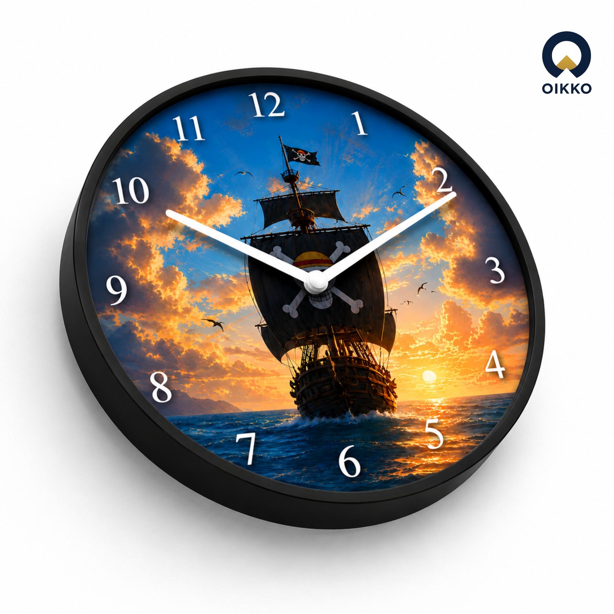 Picture of OIKKO 12 Inch Pirate Ship Sunset Ocean Wall Clock (Model 55)