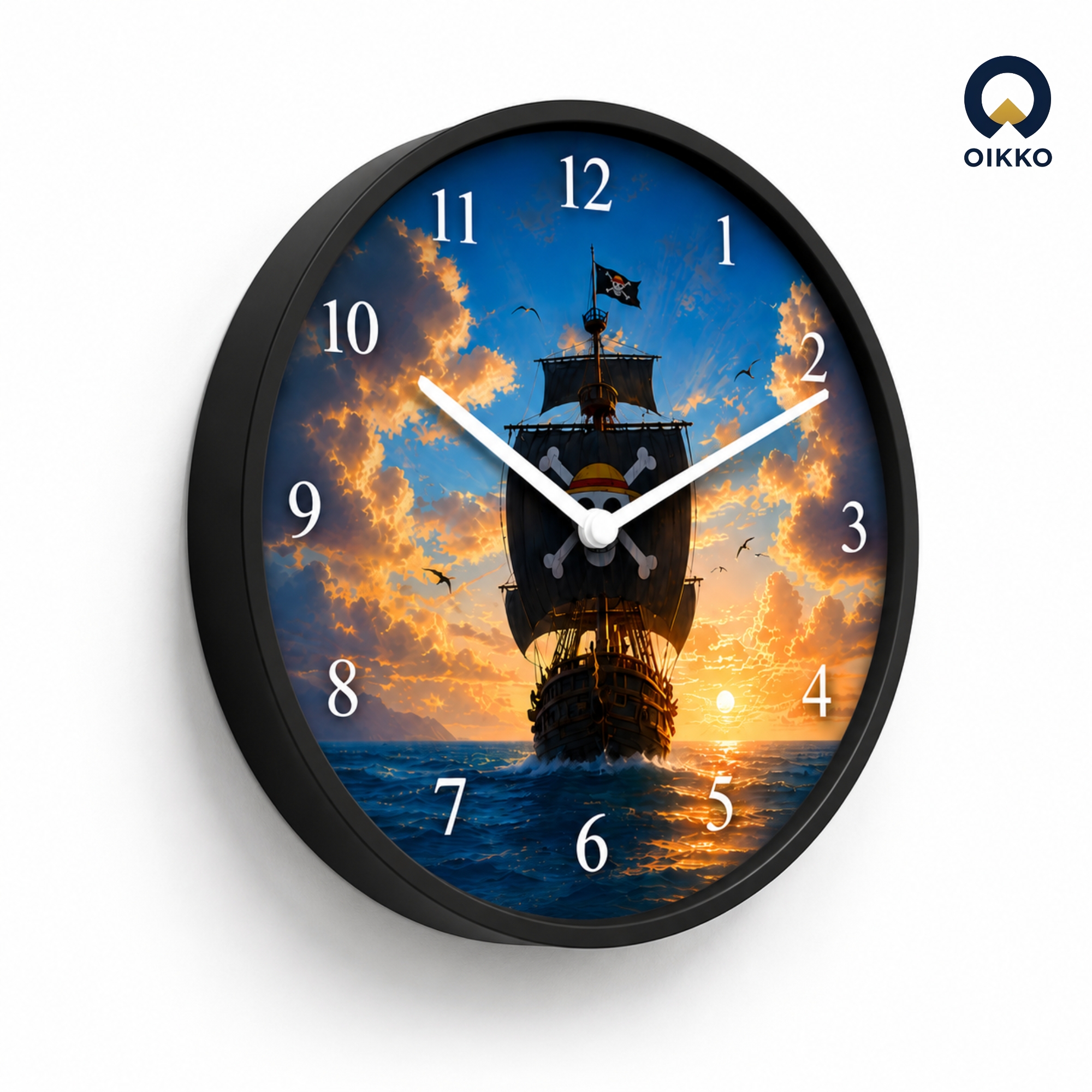 Picture of OIKKO 12 Inch Pirate Ship Sunset Ocean Wall Clock (Model 55)
