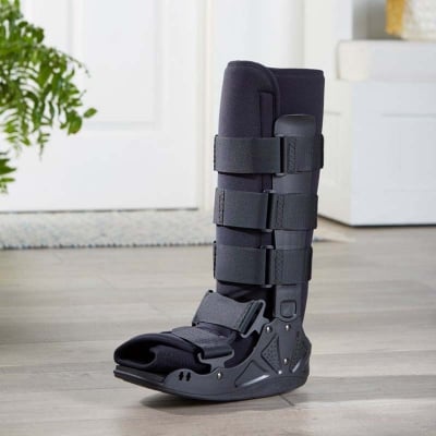 Picture of Walker Boot Tynor Wider Rocker Bottom promotes natural gait, reduces planter pressure and enhances stability. Broad, Strong foot casing provides full protection and rigid immobilization to ankle & foot. It stabilizes the foot, ankle and the lower leg Multicolor