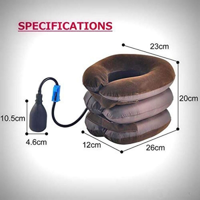 Picture of Cervical Neck Traction Device Neck Massager For Pain And Stress Relief Cervical Collar For Neck Pain Inflatable Neck Support Cervical Airbag 3 Layer Massager For Neck Cervical Spine Massager 3 Layer Portable Neck Pillow Black