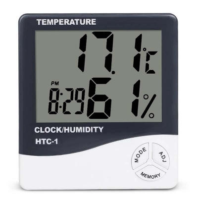 Picture of Indoor Room LCD Electronic Temperature Humidity Meter Digital Thermometer Hygrometer Weather Station Alarm Clock HTC-1 White