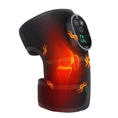 Picture of Cordless Heated Knee Brace Wrap, K-nee Heating Pad With Touch Screen Control, Adjustable Knee Shoulder Elbow Heating Pad With 6 Heating Levels, 3 Massaging Modes & Timer, Built-in 3000mAh Battery Black Int: One size