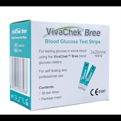 Picture of VivaChek Bree Blood Glucose Test Strips 2×25s/vial TESTS 50 PCS Multicolor