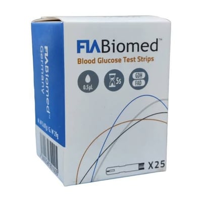Picture of FIA Biomed Blood glucose test 25 Strips Multicolor