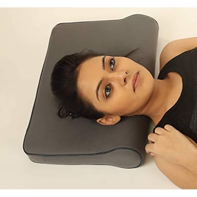 Picture of Health Proo grey Cervical Pillow Spondylosis Neck & Back Pain Support - Universal For Senior Citizen Men Women 