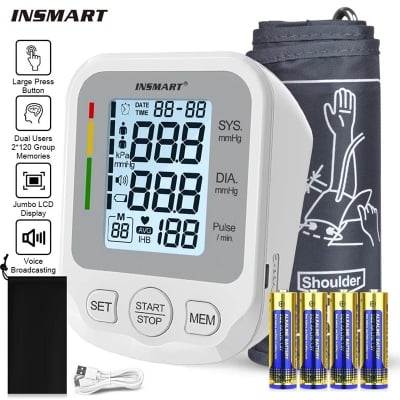 Picture of Renevo Fully Automatic Upper arm Digital Blood Pressure Monitor Apparatus and Testing Machine, Separate Cuff, LCD Display with USB Port Multicolor