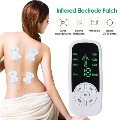 Picture of EMS Muscle Therapy Stimulator Machine Tens Unit Acupuncture Meridian Physiotherapy Pulse Abdominal Prostate Back Body Massager Light Ash