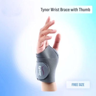 Picture of Tynor Wrist Support Brace with Thumb Unisex Medical Anatomical Stabilizing Wrap Non-Slip Compression for Pain Relief Recovery from Sprain Strain Arthritis Multicolor