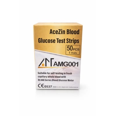 Picture of AceZin Blood Glucose Test Strips – 50 Pcs (Model: AMG001) Multicolor