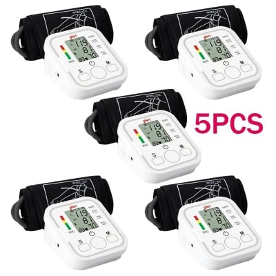 Picture of 5pcs Blood Pressure Monitor Upper Arm Automatic Tonometer Digital Blood Pressure Meter BP Medical Sphygmomanometer Pulse Light Ash
