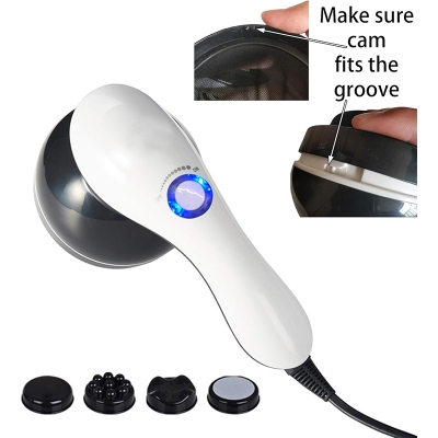 Picture of Handheld Electric Body Massager for Back & Foot – 4 Interchangeable Wand Heads, Full Body Massage Machine for Men & Women Black