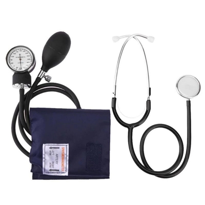 Picture of Manual Arm Sphygmomanometer Blood Pressure Gauge with Stethoscope Monitor Device Health Monitors Light Ash