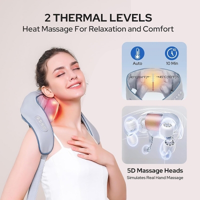 Picture of Neck and Back Massagerr, Massager with Heating, Body Massager for Body Aches and Pains Relief, Electric Wearable 5D Cervical Massage Machine for Deep Tissue Neck, Back, Shoulders, Waist and Legs 