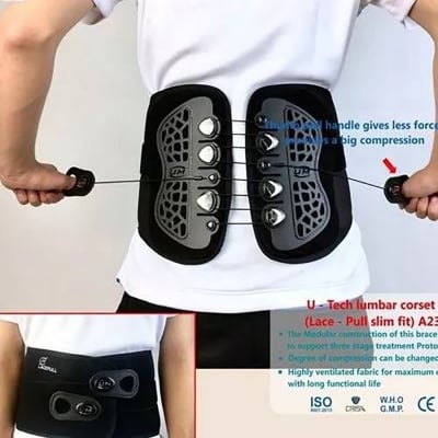 Picture of U-Tech Lumber corset(Lace - pull slim fit,with Adjustable pain relief support) Black