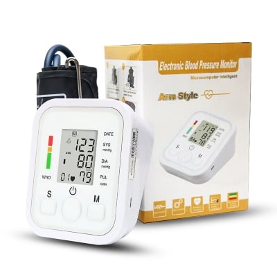 Picture of Digital Arm Blood Pulse Pressure Monitor Electric Tonometer Meter Health Care 99 Memory Sets Household Sphygmomanometer White