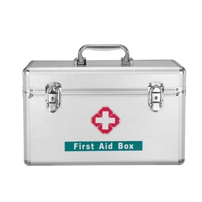 Picture of Empty Portable Metal Aluminum First Aid Box Case for Clinic Hospita. Size-19 x 32 x 20 cm 