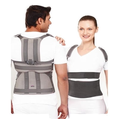 Picture of Tynor Posture Corrector Taylor Brace  Dorso Lumbar Spinal Support Belt  Lower and  Upper Back Pain Relief  Magnetic  Back Brace For men & Women Grey